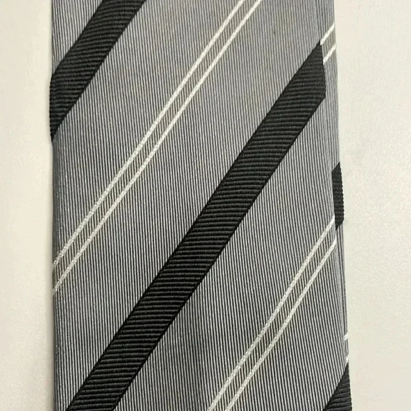 Versace collection gray black striped tie - Picture 5 of 7